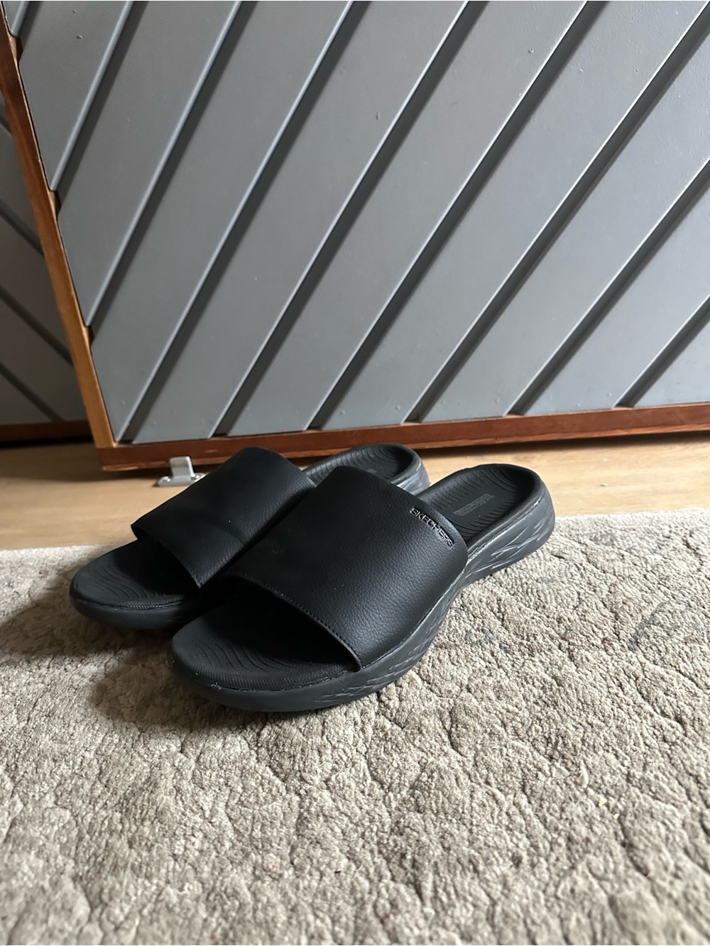Skechers Women’s Black Slip-On Slide Sandals